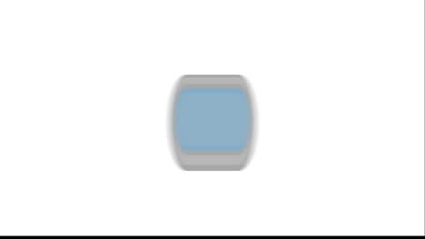botón 3d azul pendiente en estilo plano aislado en fondo blanco. gráfico de movimiento.