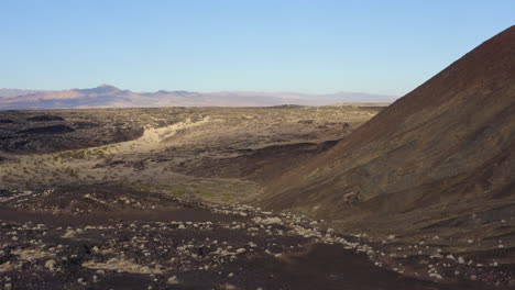 high altitude aerial view of the texture on the outside of the cone at volcanic amboy crater in the mojave desert