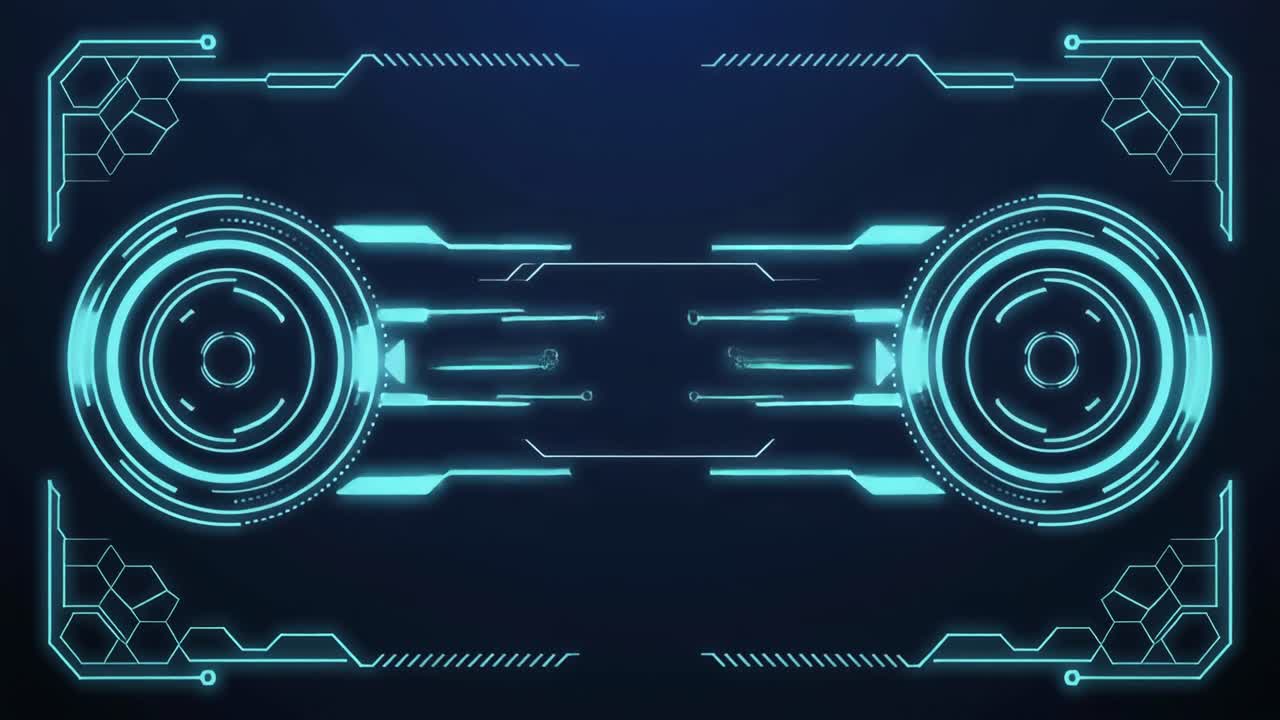 Futuristic HUD Interface Animation with Glowing Blue Digital Elements