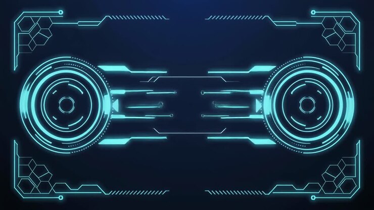Futuristic HUD Interface Animation with Glowing Blue Digital Elements