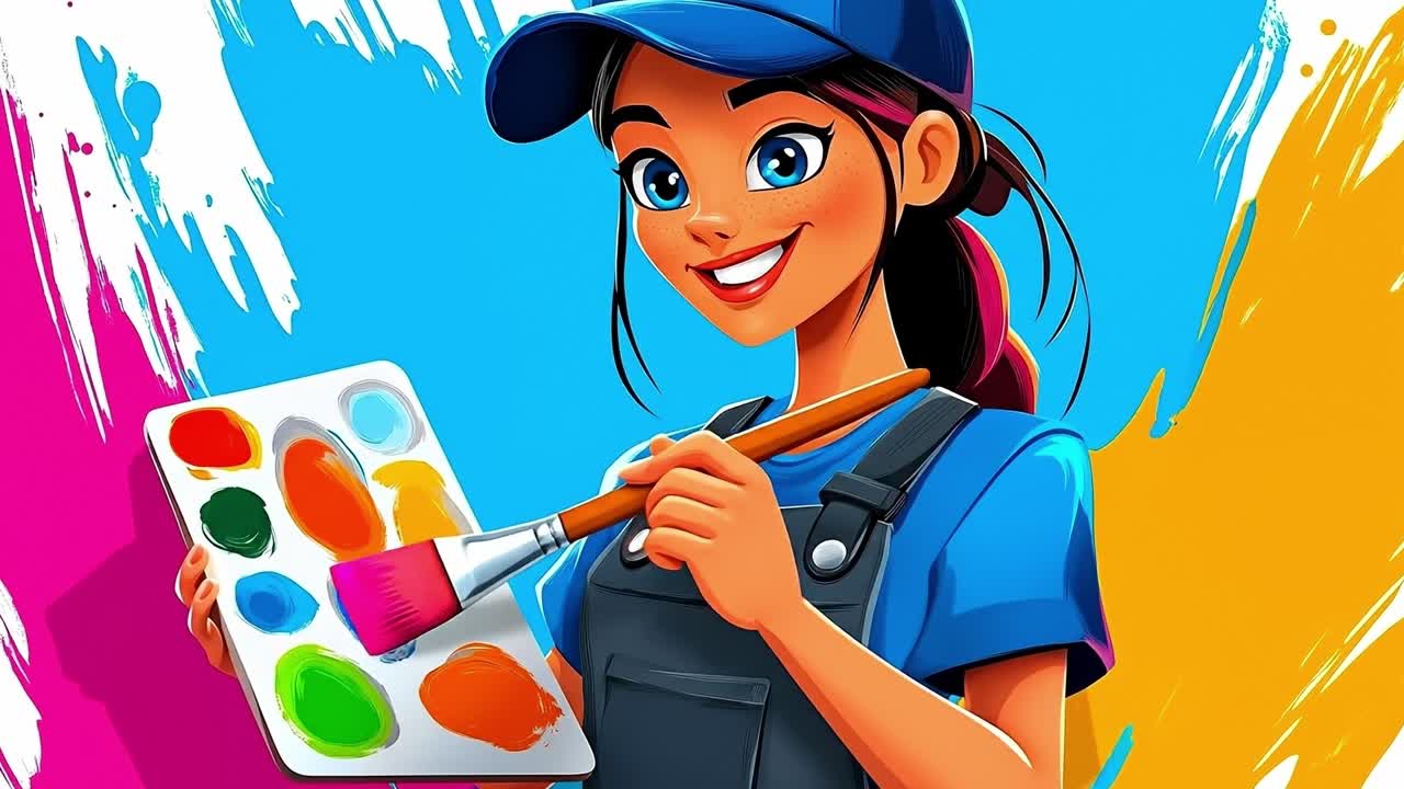 Una donna che tiene in mano un pennello e una palette di colori
