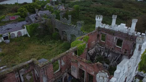 soldiers point house aerial view over abandoned weathered ruins overgrown victorian castle mansion
