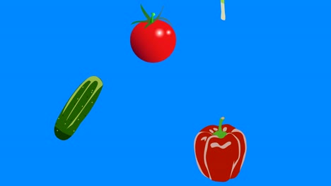 vegetables elements animation chroma key background removable, seamless loop