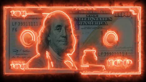 dollars banknote consisting of fiery lines