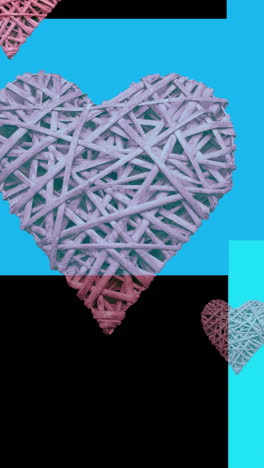 animación de corazones rosados moviéndose sobre fondo azul y negro