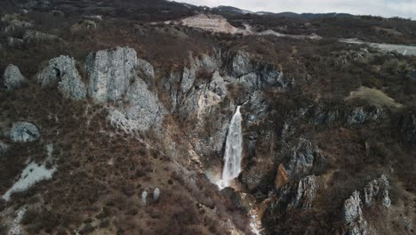 drone shot of the waterfall skakavic.