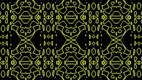 fondo de patrón geometrico sin costuras amarillo abstracto. rayas abstractas bucle de caleidoscopio. rápido psicodélico colorido kaleidoscopio vj fondo. discoteca fondo de movimiento abstracto. efecto caleidoscope