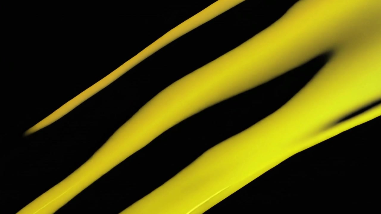 Movimento astratto di flussi di liquido blu e giallo su sfondo nero
