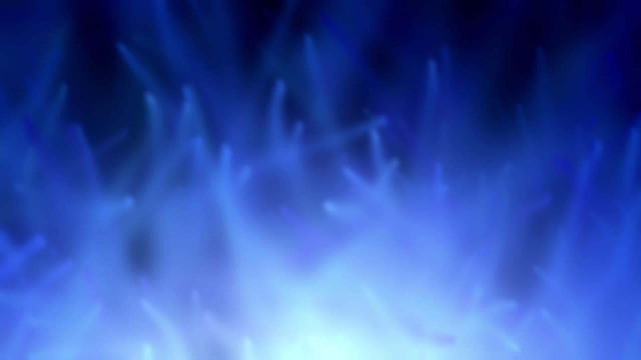 Blue particle cloud with trails. Abstract background animation