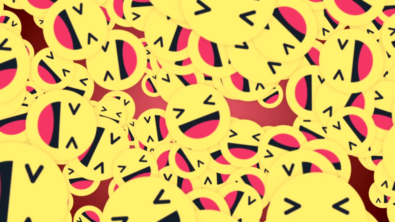 Faldende Haha Smilende Emoji-tegn Animation, Rendering, Baggrund, med Alfakanal, Loop.