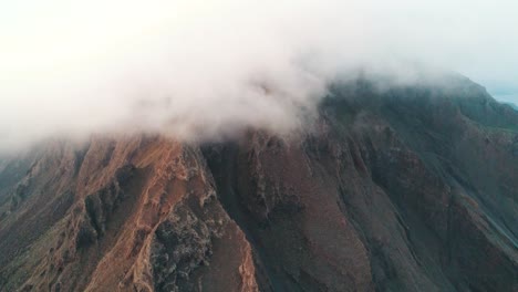 high in the sky over volcanic islands