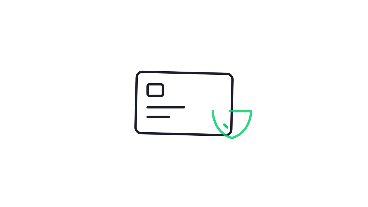 Animated Line Drawing of a Credit Card with Security Shield