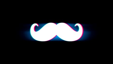 el símbolo del bigote en la animación vintage retro de glitch.