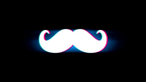 mustache symbol on glitch retro vintage animation.