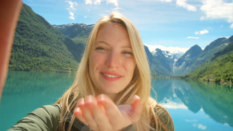 woman enjoying the norwegian fjords