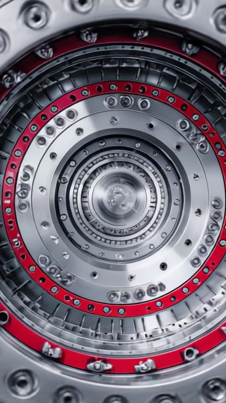 Una vista ravvicinata di componenti meccanici ad incastro con anelli metallici e design complesso, evidenziando l'ingegneria di precisione nei macchinari moderni.