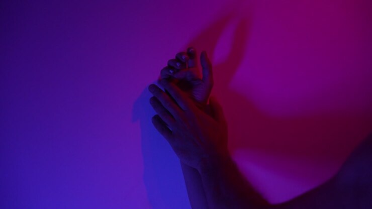 Hands touching and sensual romance