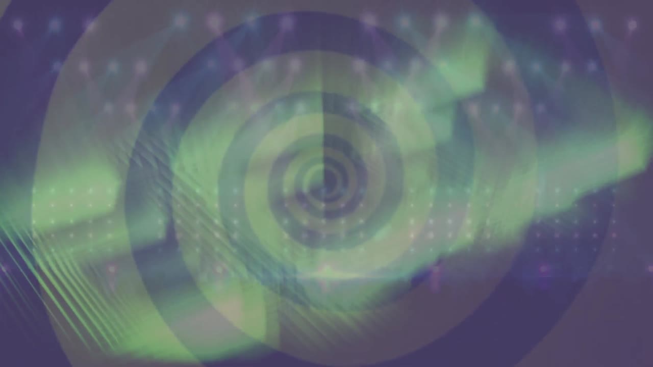 animación de líneas en espiral y verdes sobre luces escénicas