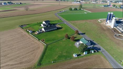 amish one room school house as seen by a drone