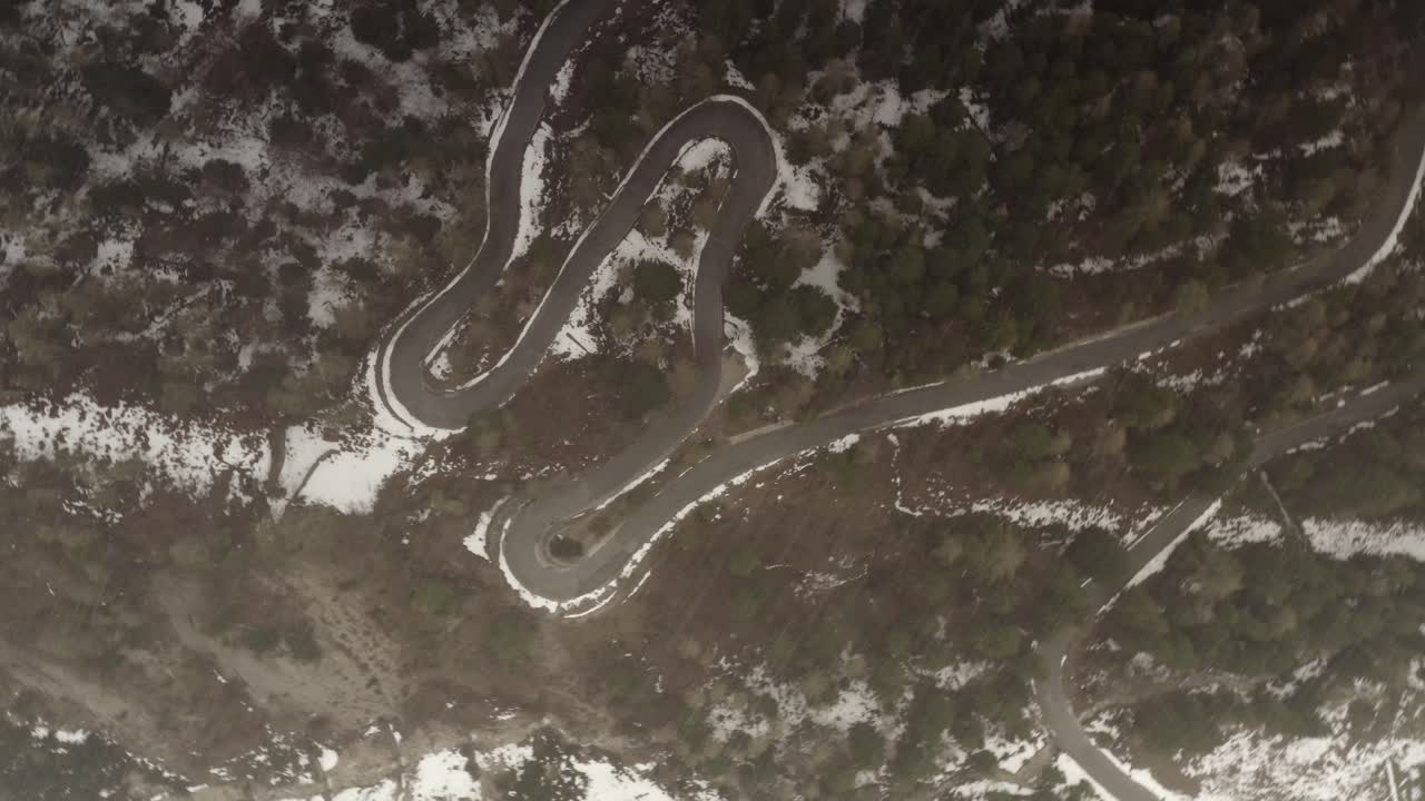 Serpentine Mountain Road in Winter