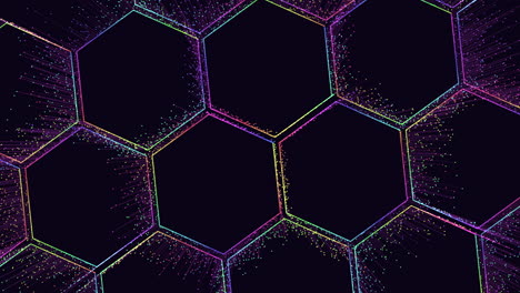 patrón de hexágonos futuristas con puntos de neón y líneas 2