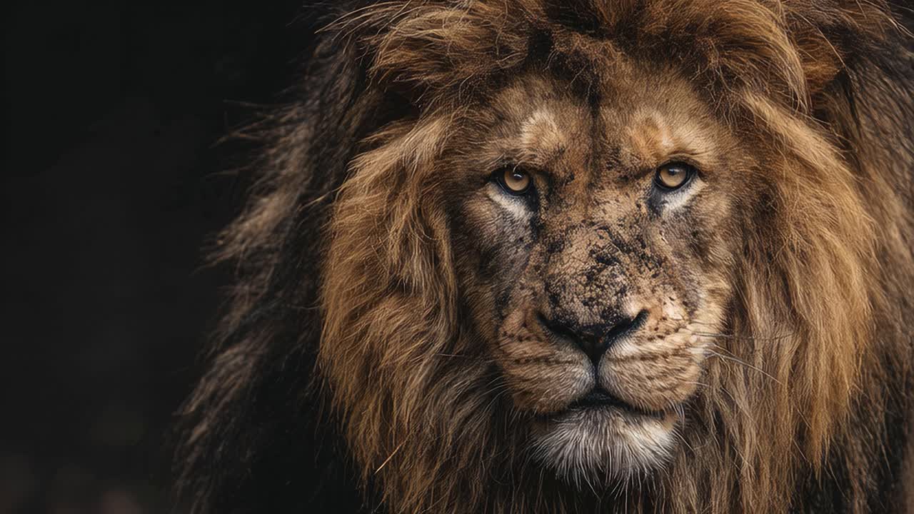 Majestic lion observing surroundings, multiple shots