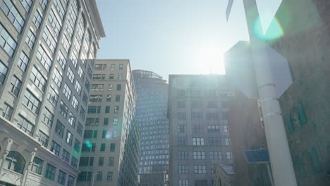 city street scene with high-rise buildings