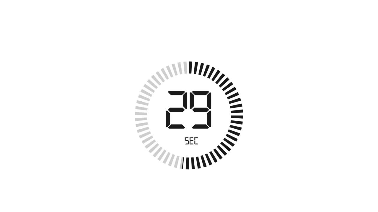 The 60 second, stopwatch icon. Stopwatch icon in flat style, timer on on color background. Motion graphics.