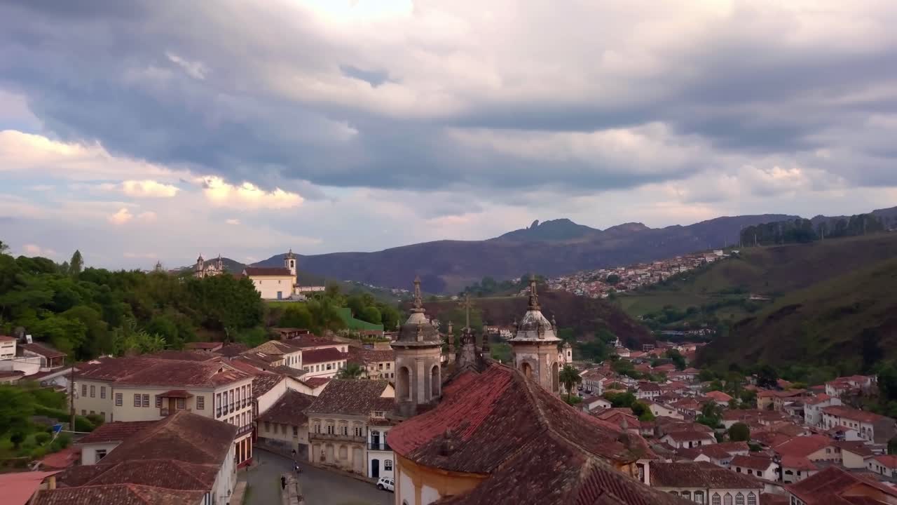 Beautiful aerial view of Ouro Preto, Minas Gerais, showcasing its historic architecture