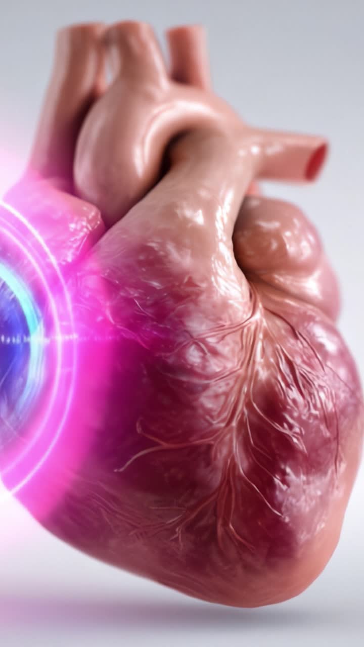 Modelo anatómico de corazón que muestra una estructura y dinámica detalladas, con un enfoque en las funciones fisiológicas y la representación visual del latido cardíaco.