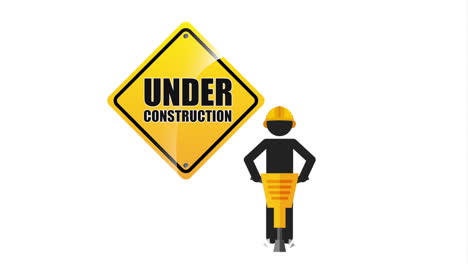 carretera de señal en construcción