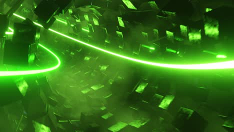 flight in abstract green sci-fi tunnel. infinitely looped animation.