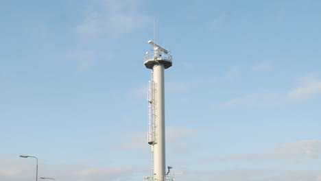 Nautical-radar-spinning-on-top-of-tower---wide