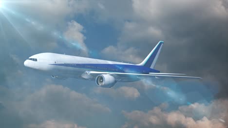 airplane travel flying in the cloud sky animation