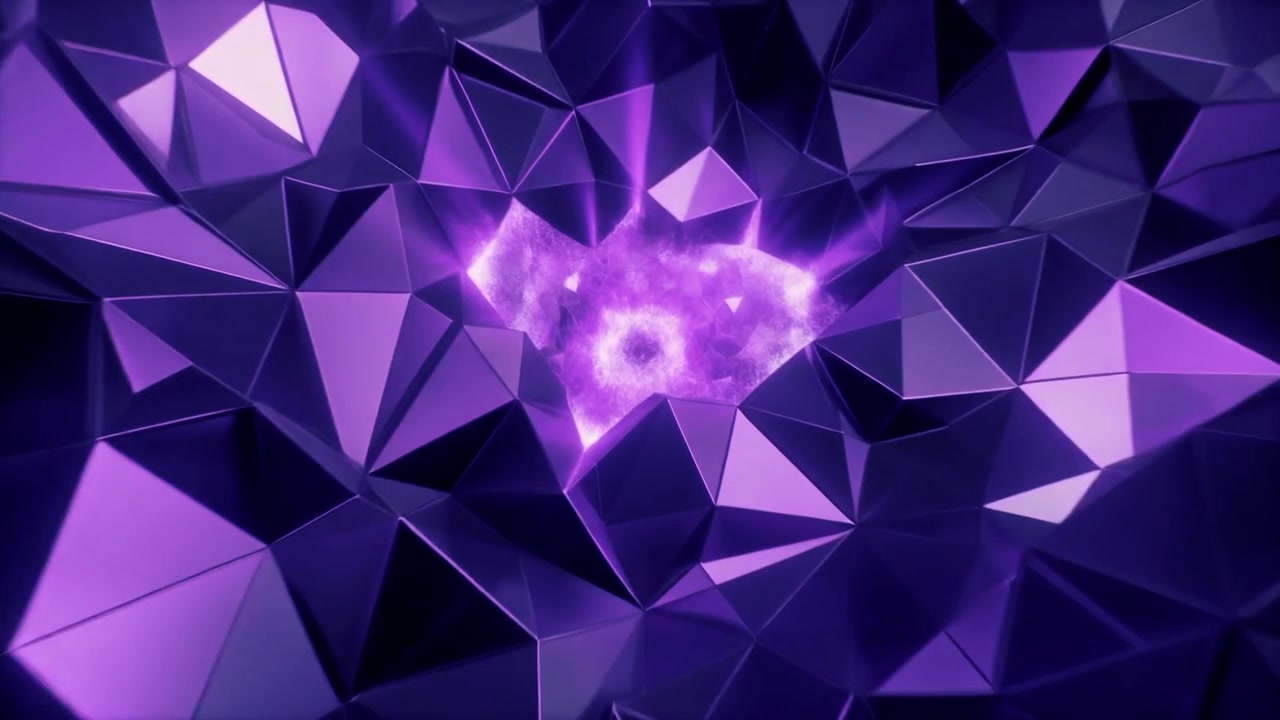 Abstract Purple Geometric Surface With Glowing Energy Core