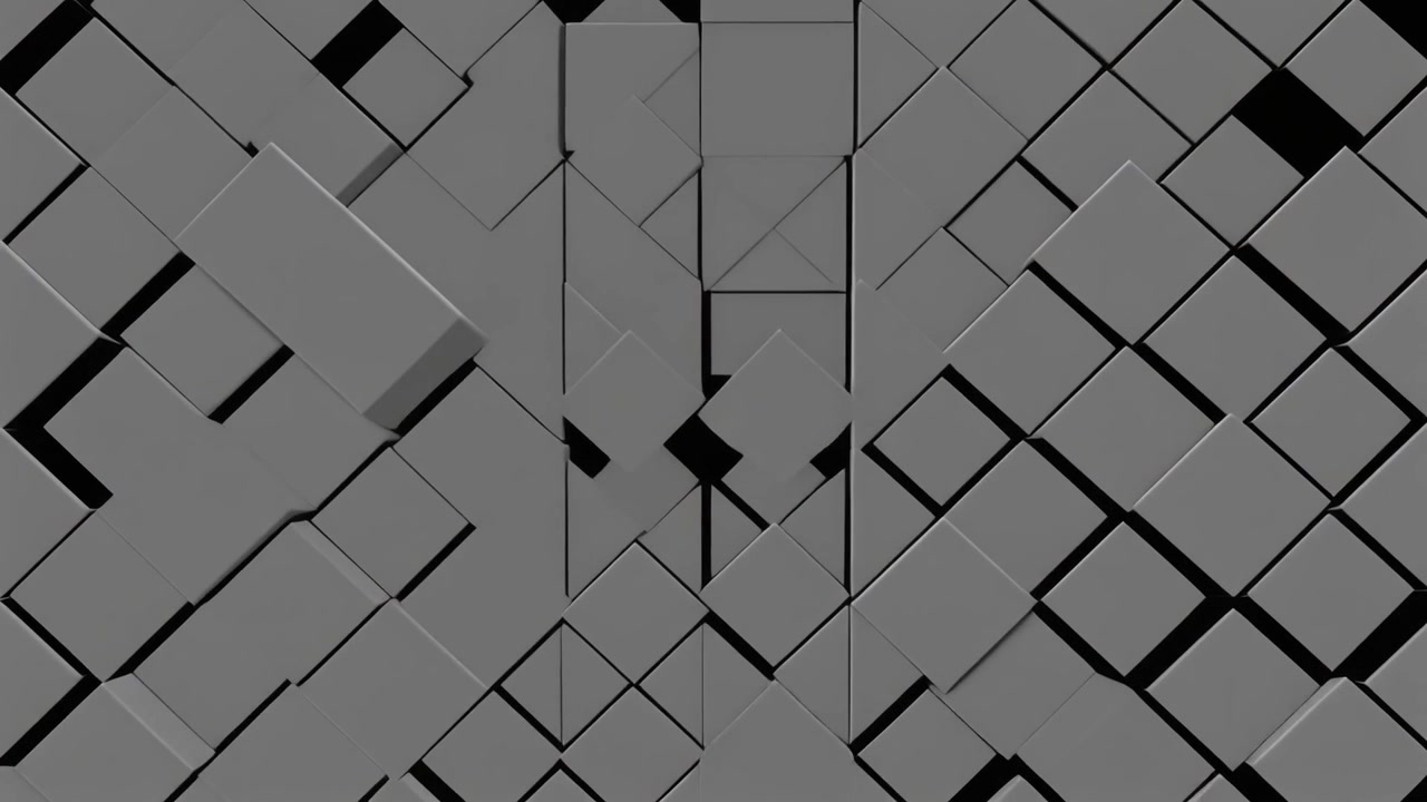 Abstract Animation of Grey Squares Expanding and Contracting on Black Background