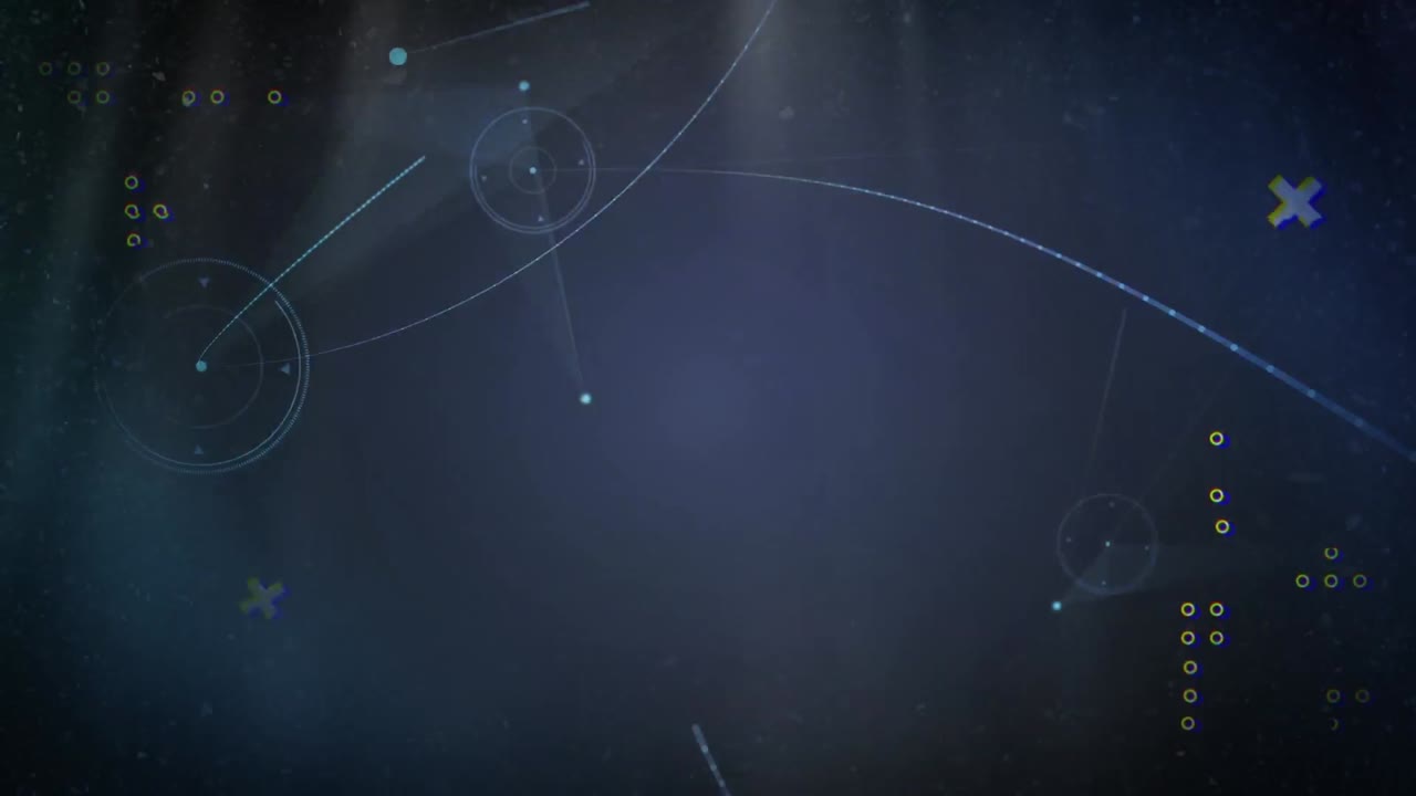 파란색 배경에 대한 플렉서스 네트워크와 빛의 점에 대한 추상적인 모양의 애니메이션