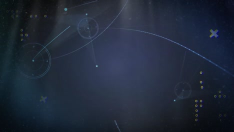 animación de formas abstractas sobre redes de plexo y punto de luz contra fondo azul