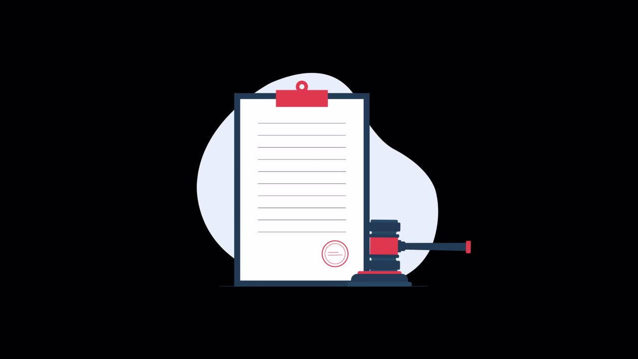 Animated Illustration of Legal Document and Gavel