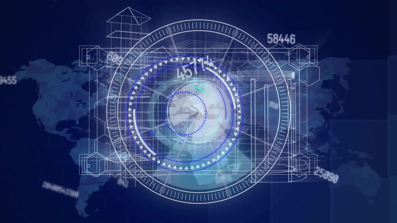 Animation of scope scanning and data processing over world map