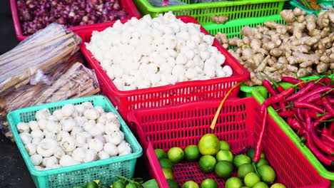 farm produced vegetables being sold at phan thiet market in vietnam