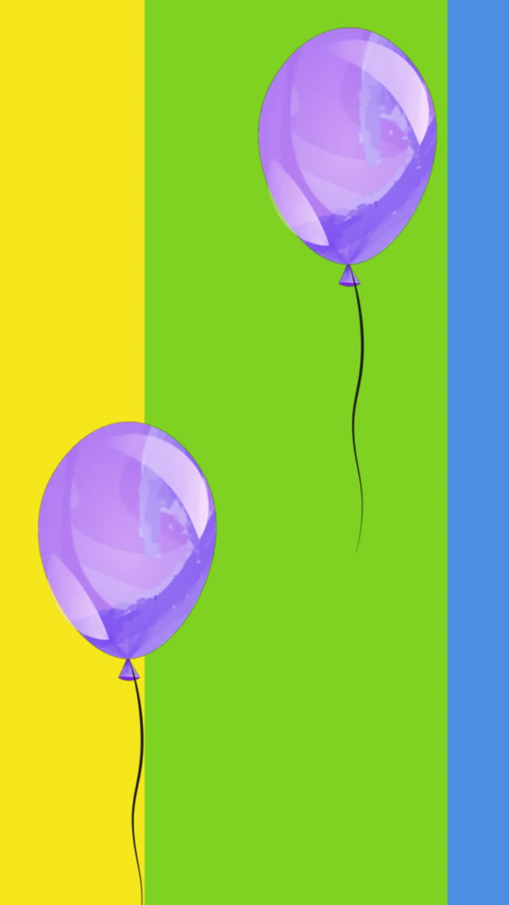 animación de globos volando sobre el arco iris