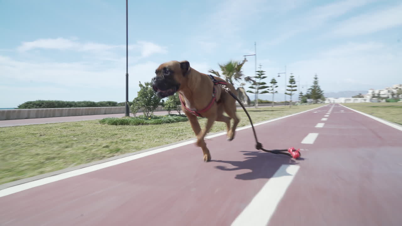 Cane boxer che corre veloce