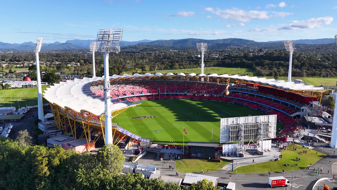 Aerial View of a Large Sports Stadium During a Daytime Event