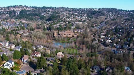 Toma-Aérea-De-Drones-De-4k-Con-Vista-Al-Horizonte-De-Portland,-Oregon