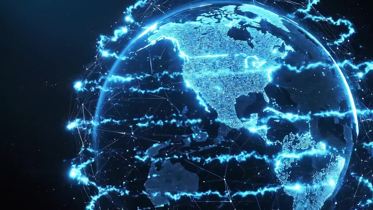 Digital Earth Globe with Glowing Data Network Connections