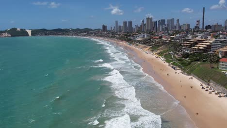 brazilian coastline of natal, beautiful beach and turquoise water, touristic resorts aerial