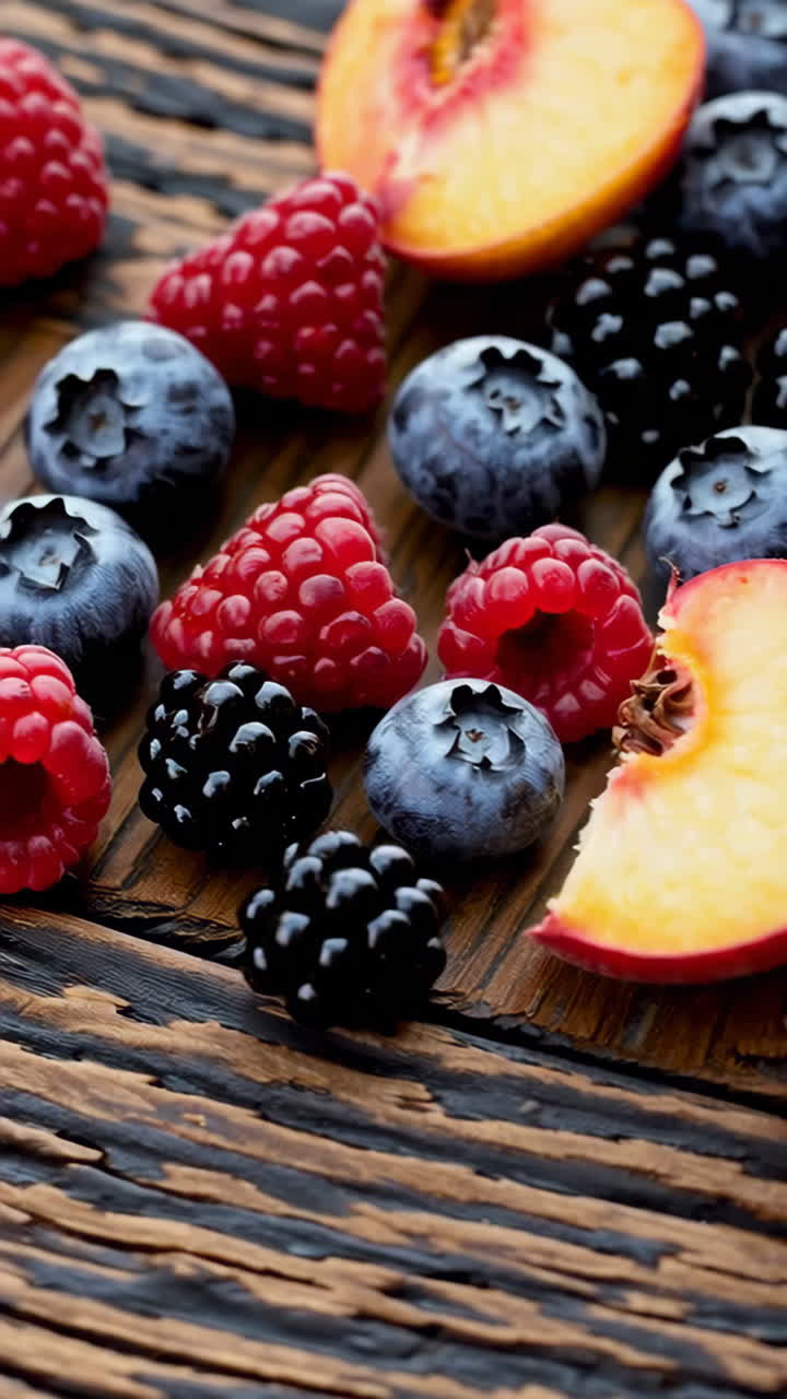 Frutti di bosco misti e pesche