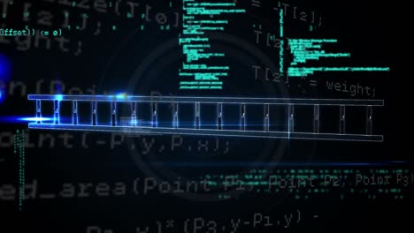 animación del procesamiento de datos científicos sobre un fondo oscuro