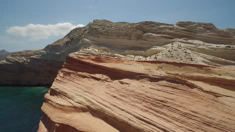 Aerial-shot-of-stunning-rock-formations-in-Punta-Colorada,-Sea-of-Cortez